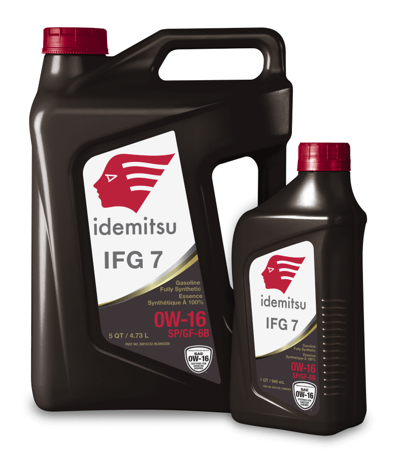 A pair of black IFG7 oil bottles with labels